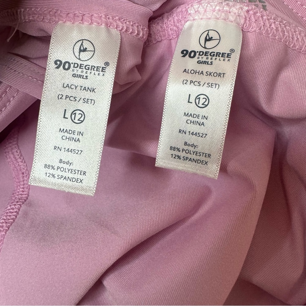 NWT 90 Degree by Reflex Girls Tennis skirt and Shirt L Size 12 - Picture 6 of 9
